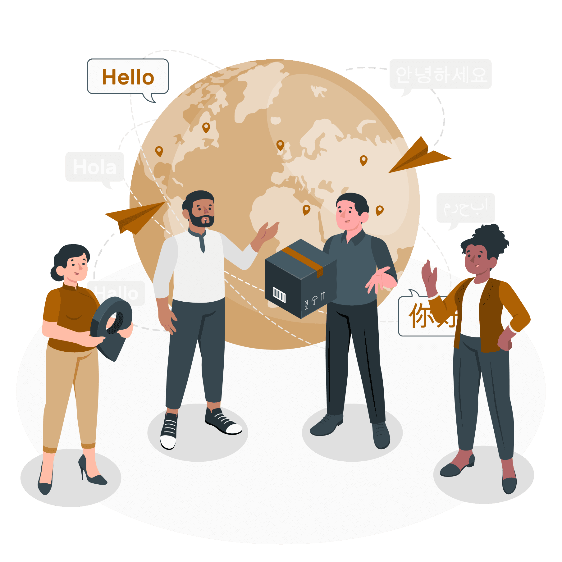 Global digital collaboration illustration